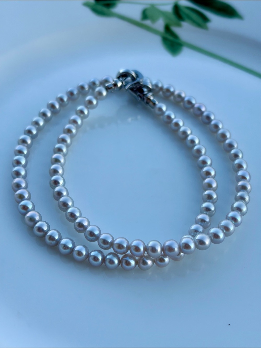 Genuine Saltwater Akoya Pearl Necklace 4mm Madama Grey 16.5"